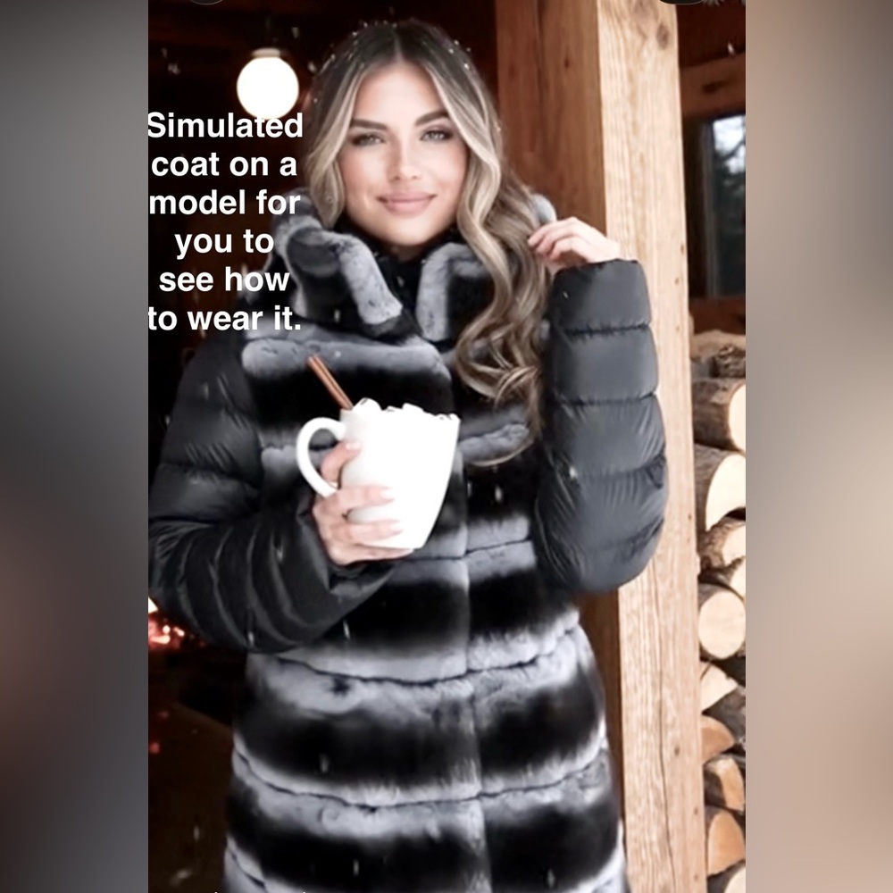 Flash⚡️Sale! Real Fur Ombré Black-Grey Down Puffer Size IT 42 | Woman 6 NWOT